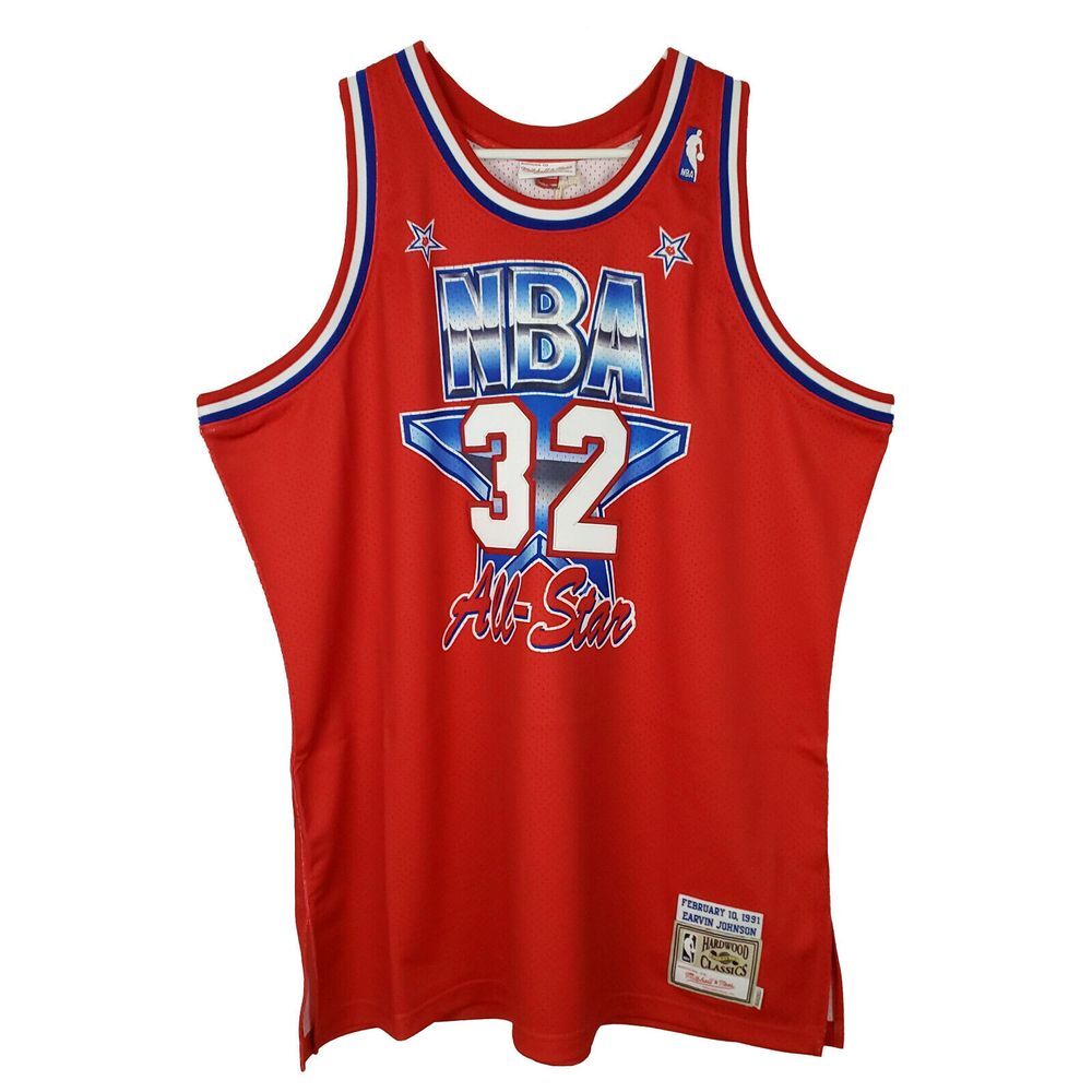 Magic Johnson Mitchell & Ness 2XL XXL Authentic NBA All-Star Jersey Red NWT - Picture 1 of 9